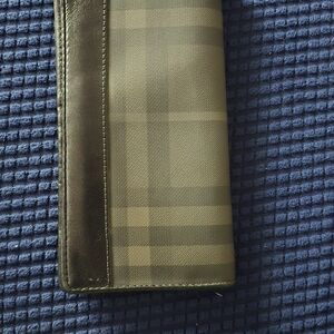 Plaid Wallet with Black Leather Trim